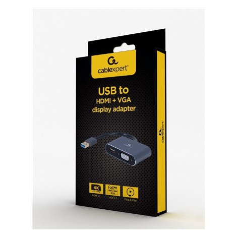 Cablexpert Video adapter | 15 pin HD D-Sub (HD-15) | 19 pin HDMI Type A | Female | 9 pin USB Type A | Male | Space grey | 0.15 m - 2
